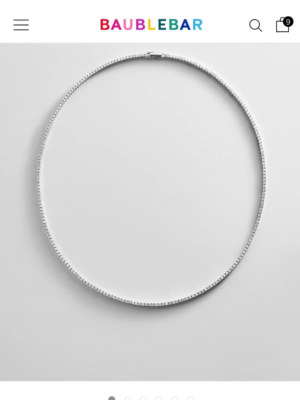 BaubleBar Silver-Tone Sparkling Tennis Necklace